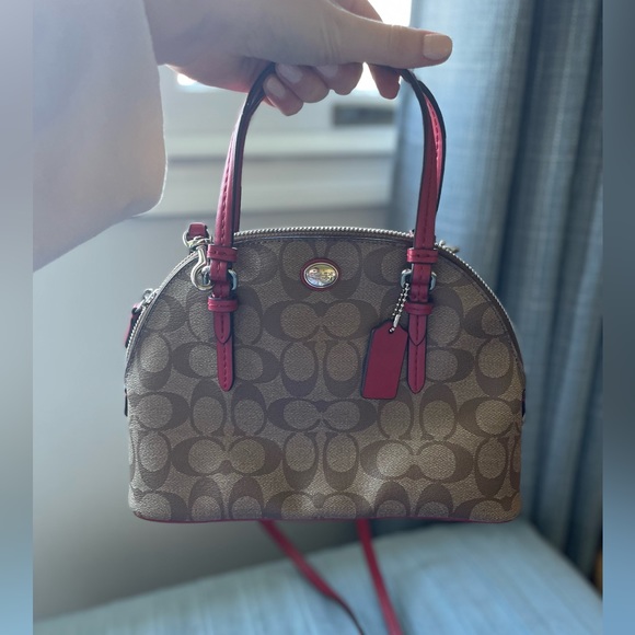 Red and tan Coach Crossbody with removable strap - Picture 6 of 9